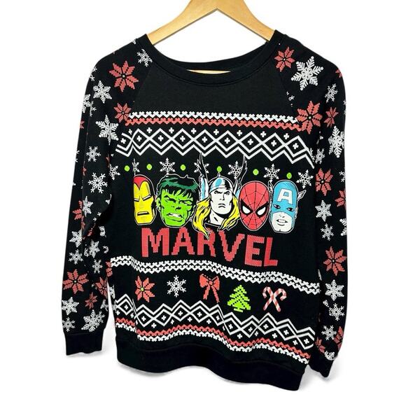 Marvel Avengers Superheroes Ugly Christmas Holiday Sweater Youth Medium (7-9) - Picture 2 of 5